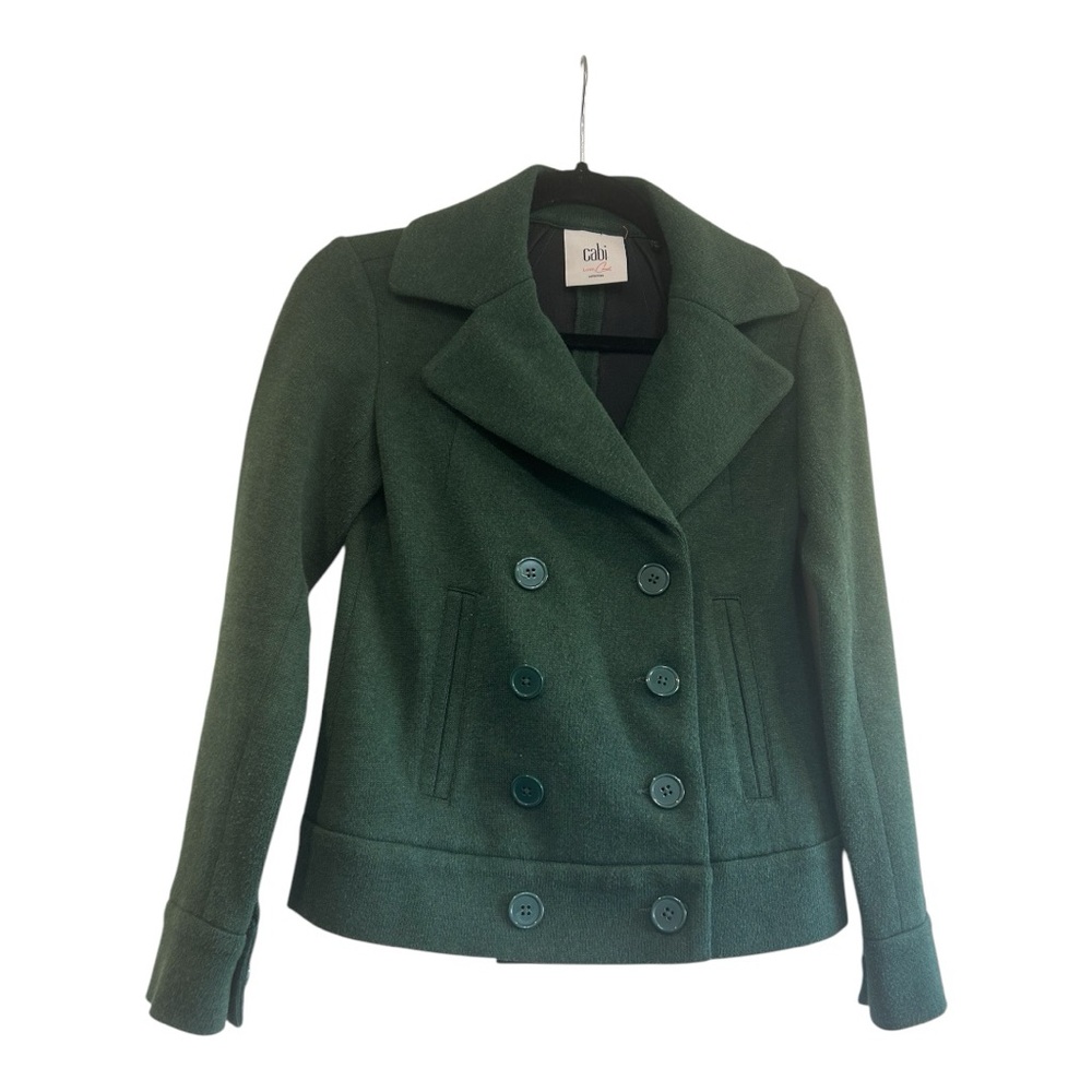 Cabi Love Carol XXS #3159 Hunter Green Women's Peacoat Jacket Buttons Stretch